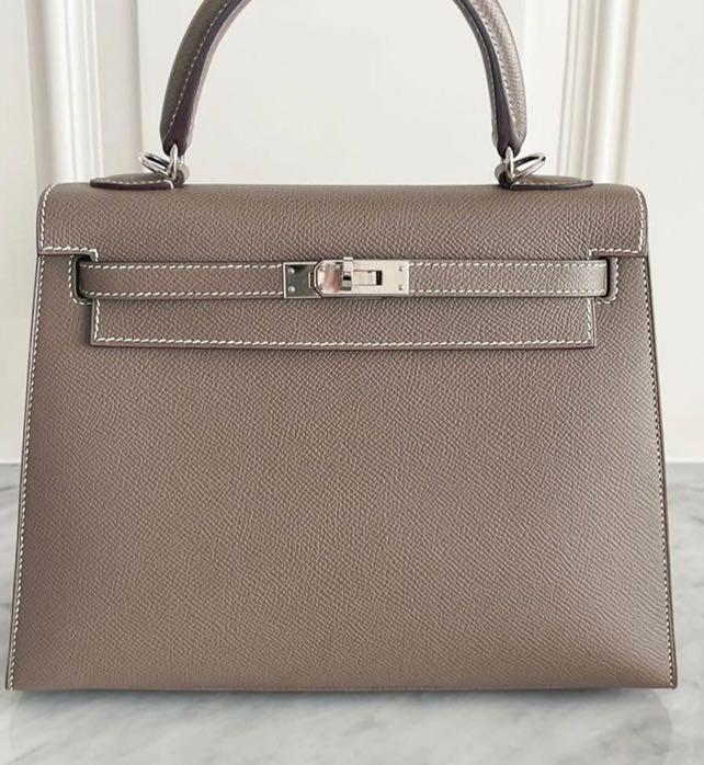 Hermes Kelly Sellier 25 Etoupe Epsom in PHW Luxury Bags