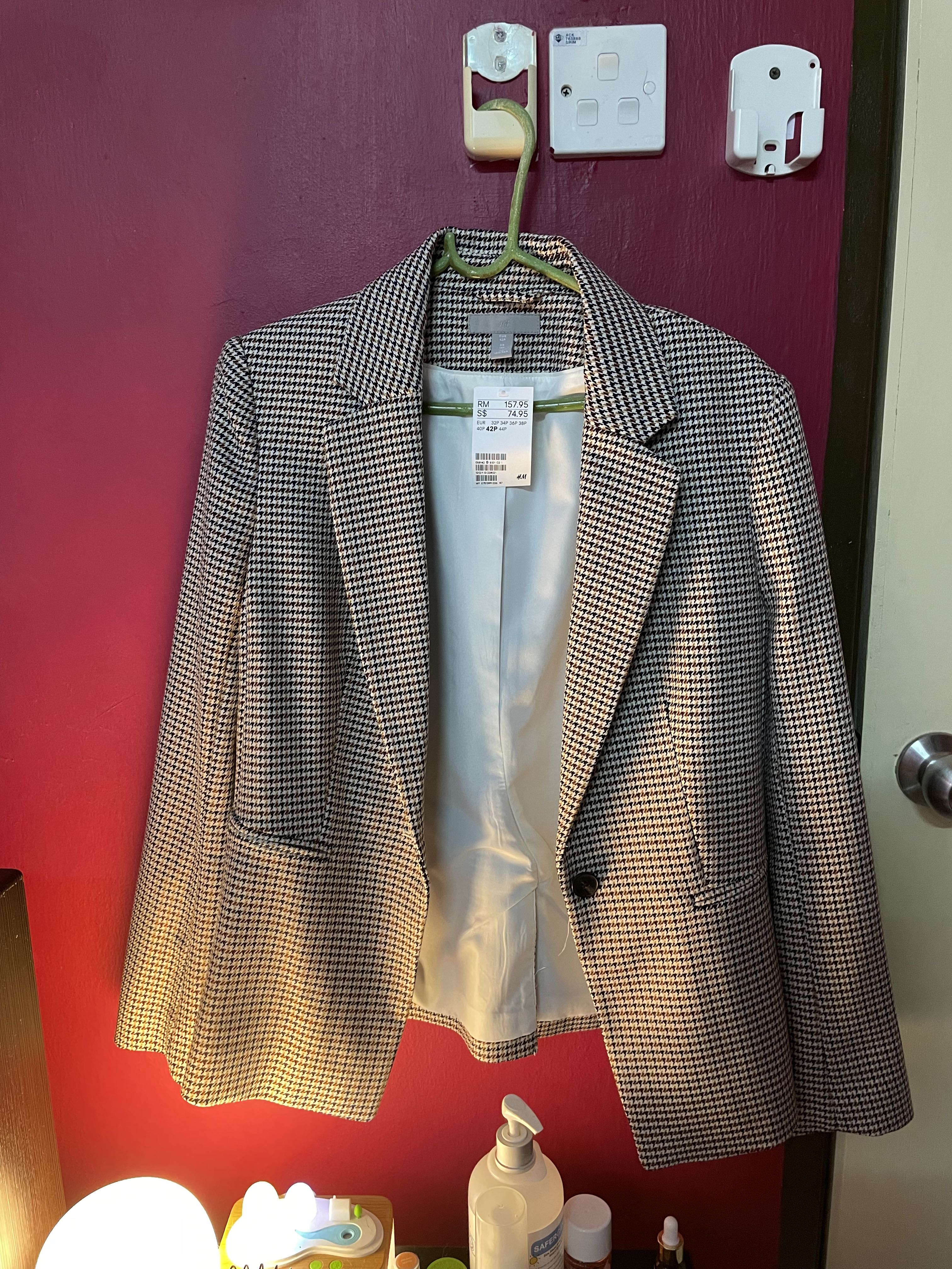 H&m houndstooth blazer top