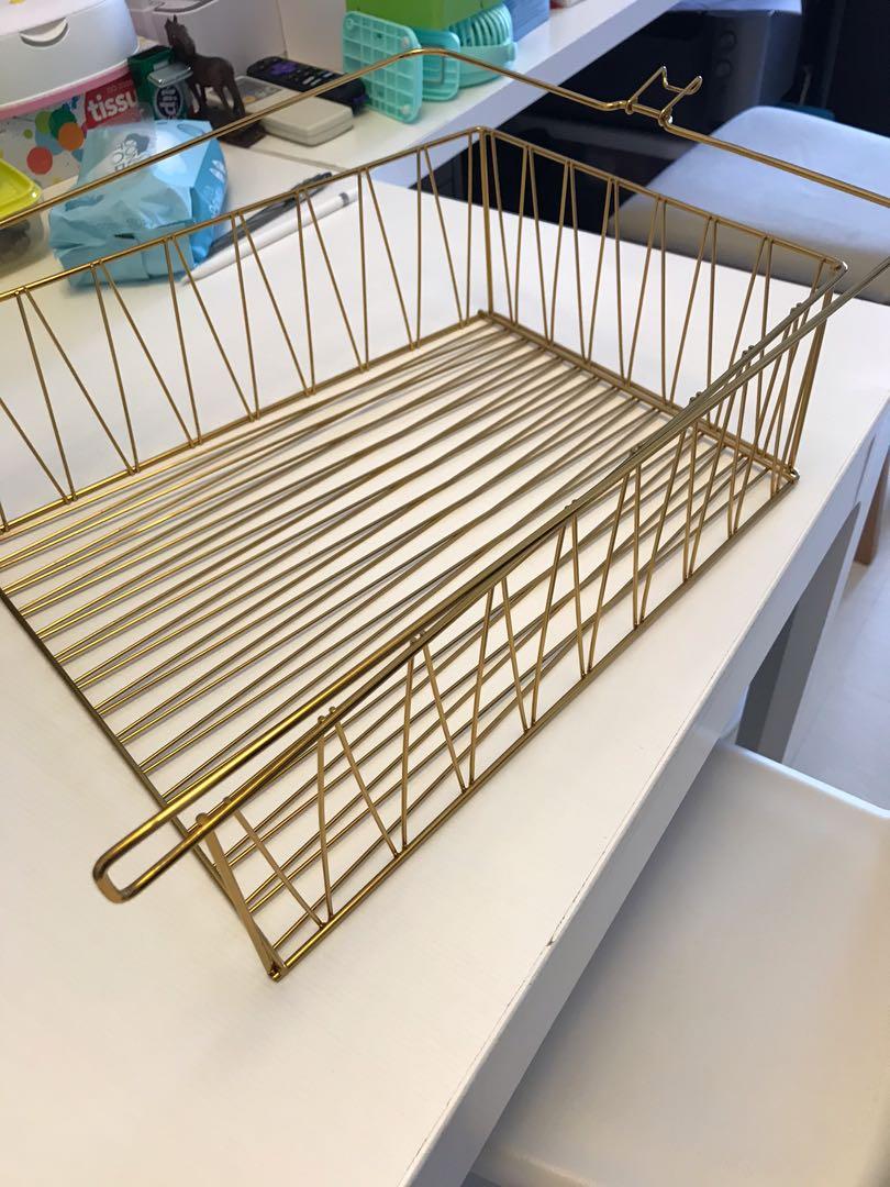 IKEA KALLAX Brass Wire Basket, Furniture & Home Living, Furniture