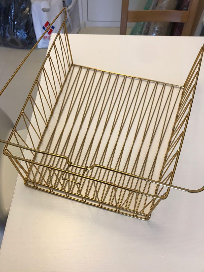 IKEA KALLAX Brass Wire Basket, Furniture & Home Living, Furniture