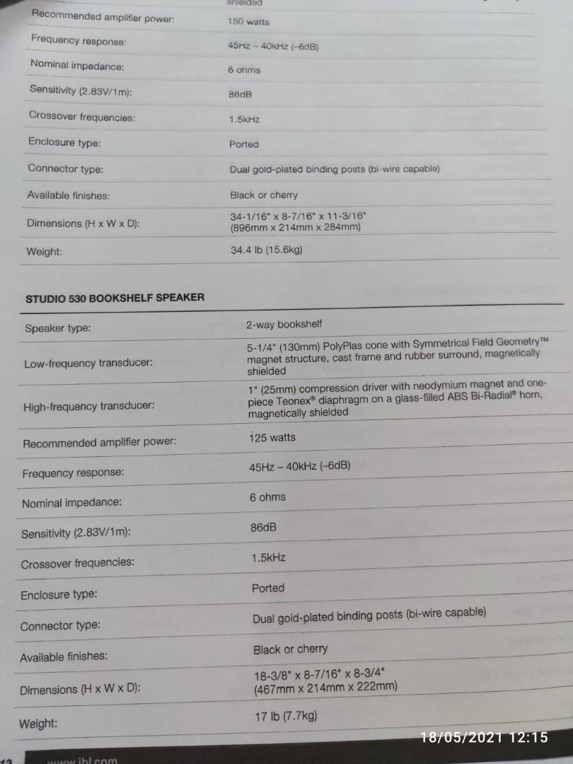 JBL studio 530 audiophile speakers + Atacama se24 stands (sandfilled