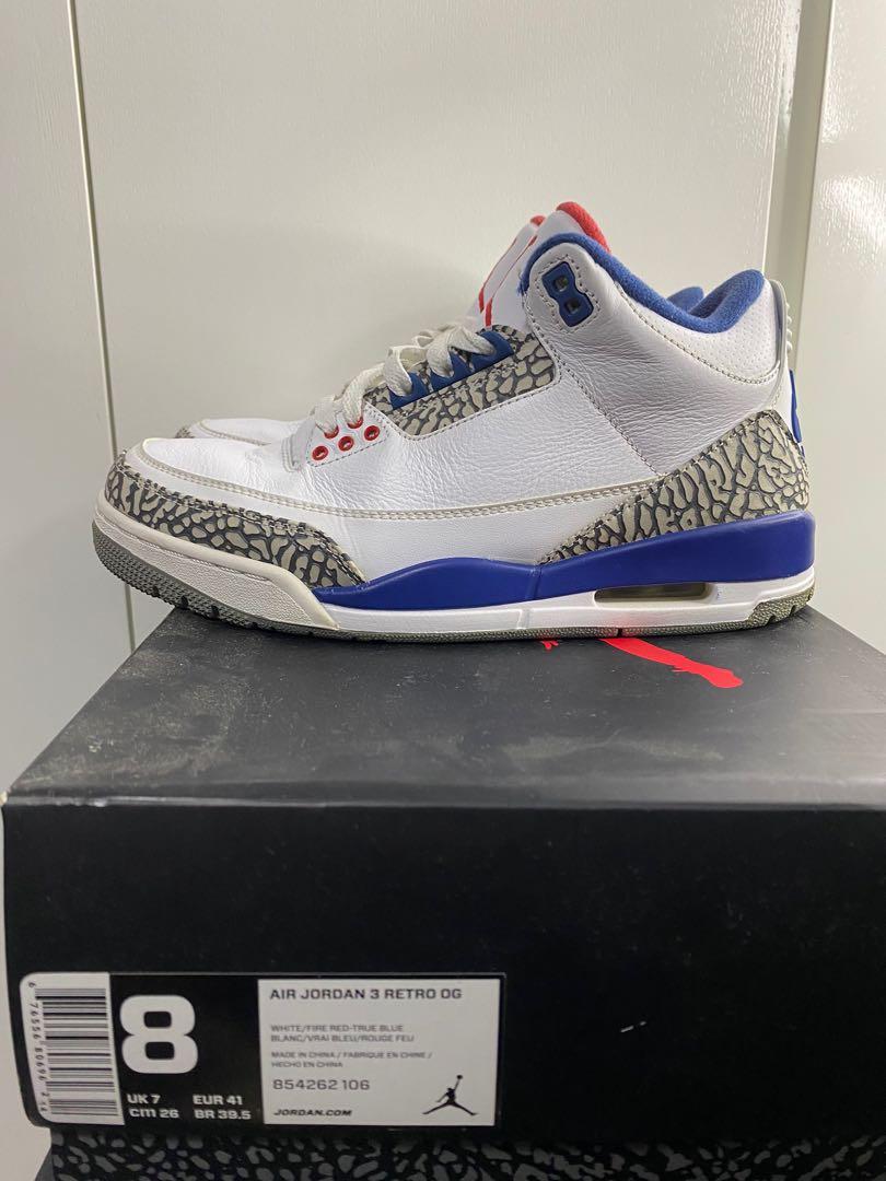 Jordan 3 true blue size 6 clearance