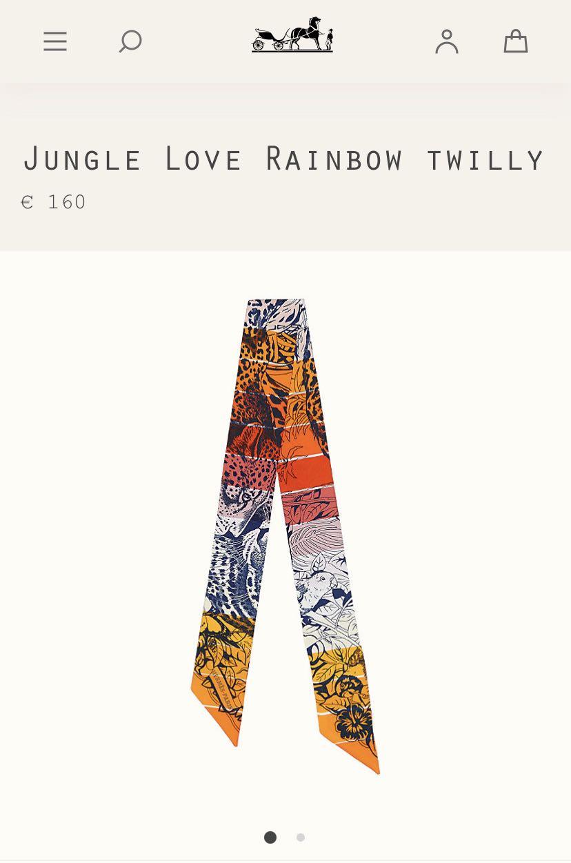 💋'JUNGLE LOVE RAINBOW' Twilly by Hermes choose from beautiful