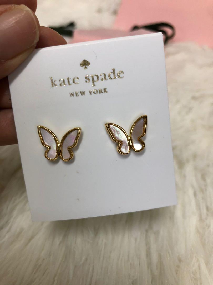 Kate spade earrings 14k mother of Pearl butterfly stud earrings