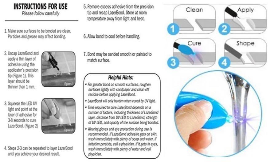 M(3) Lazer Bond UV Glue/ UV Light curing glue/ Weld Pen/ Glass Repair