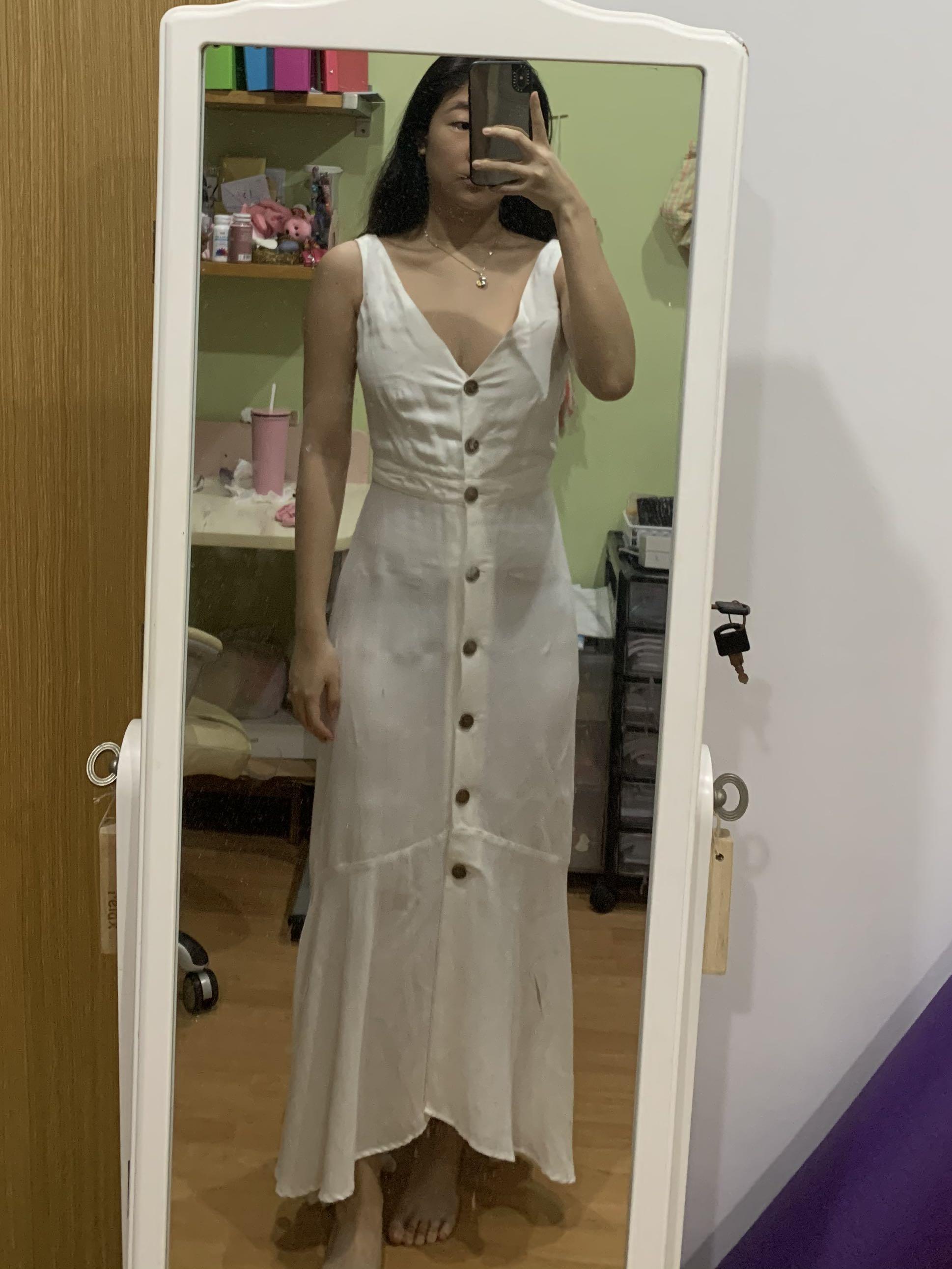Mango White Maxi Dress
