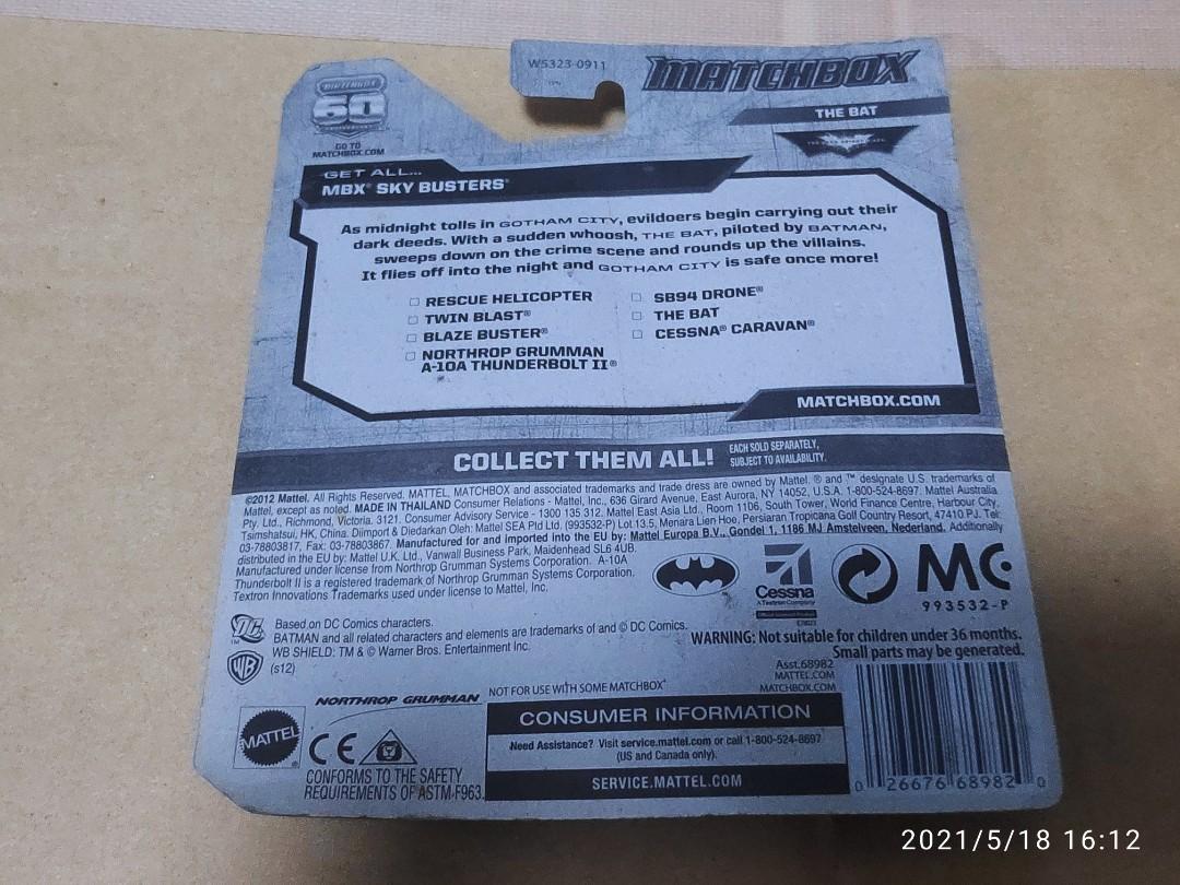Matchbox The Bat MBX SKY BUSTERS (Category: Vehicle & Diecast Models) located in Manila. Submitted by toypartsjp (Listing ID 1088383391, Image 2). Description: Mint on Sealed Card. Has creases on card. item on hand. What you see is what you get..