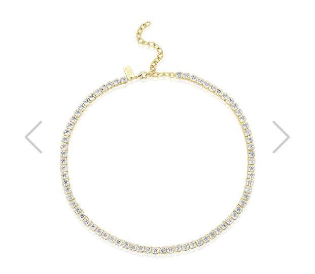 Melinda Maria Asscher Cut Tennis Necklace Baby Duchess Gold
