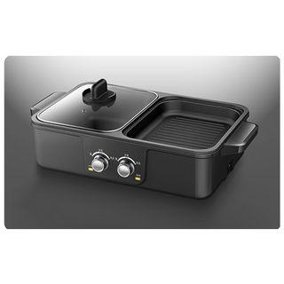 Multipurpose Portable 2 in 1 Electric Non Stick Hot Pot Steamboat + BBQ Grill 1200W