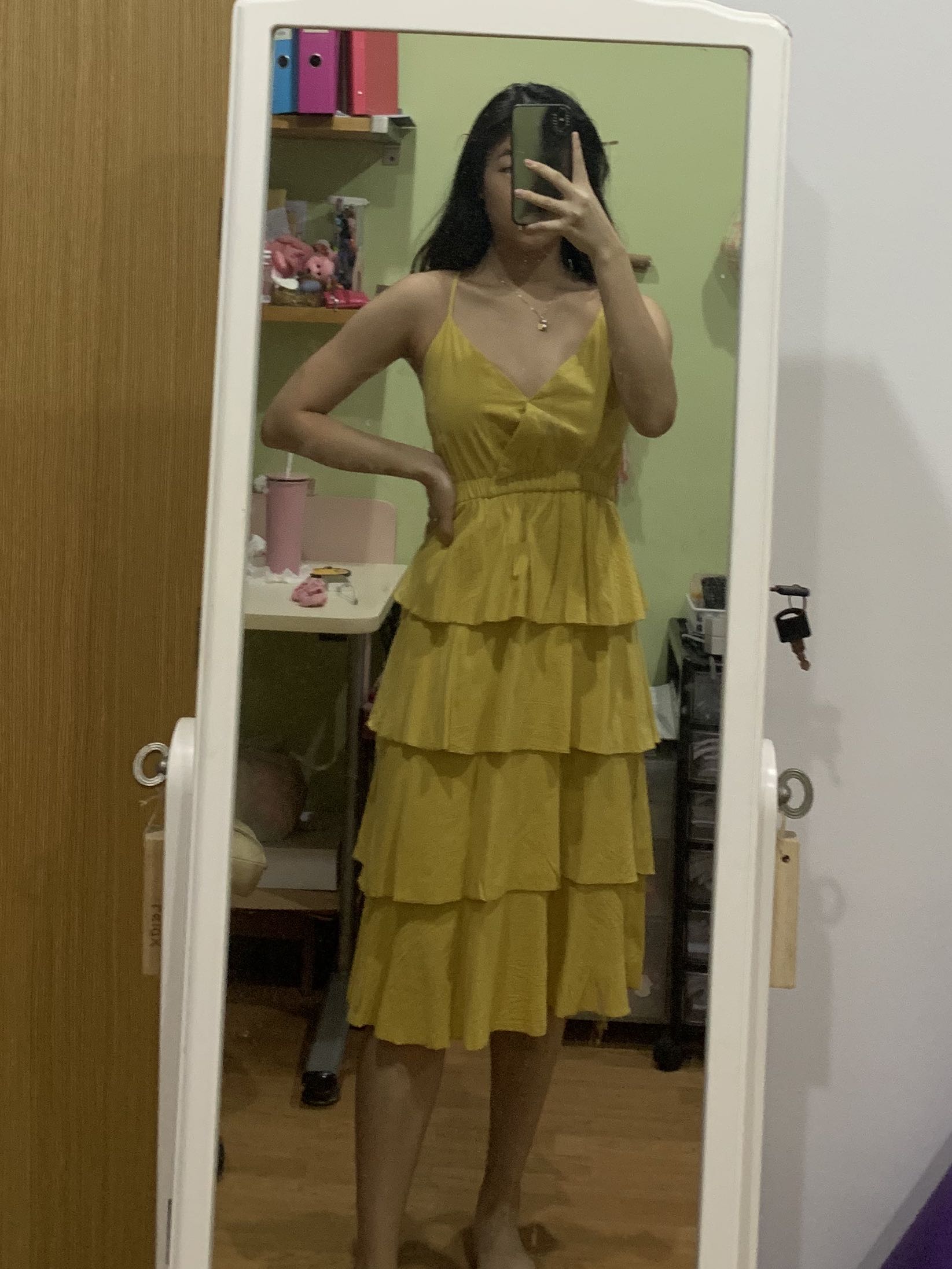 Mustard - yellow long dress, Women's Fashion, Muslimah Fashion, Dresses ...