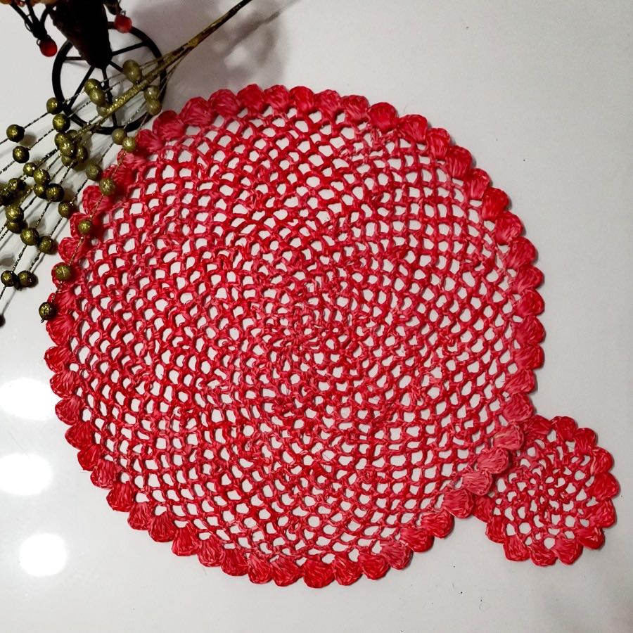 Native placemats Eyelet raffia placemat with coaster, Furniture