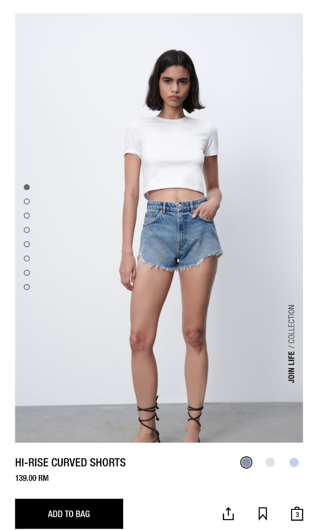 ZARA-HIGH RISE CURVED SHORT, Women's 