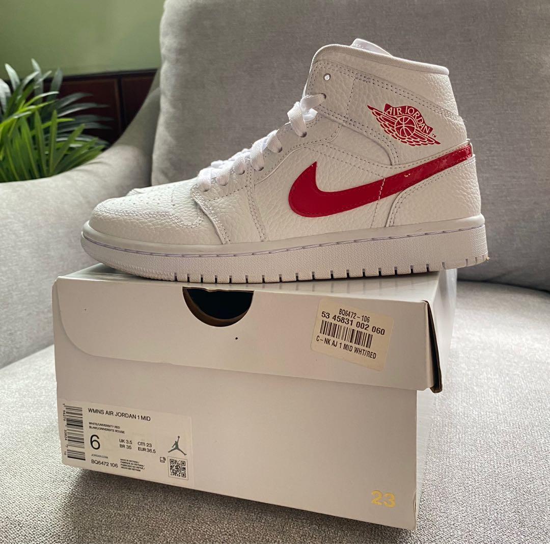 Nike Women s Air Jordan s 1 Mid White University Red