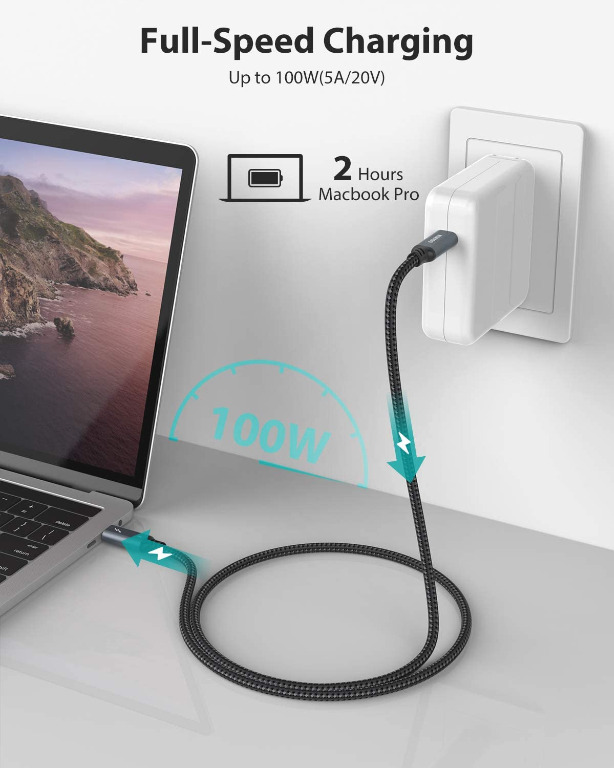 NIMASO Thunderbolt 3 Cable (USB-C to USB-C),40Gbps Data Transfer 100W ...