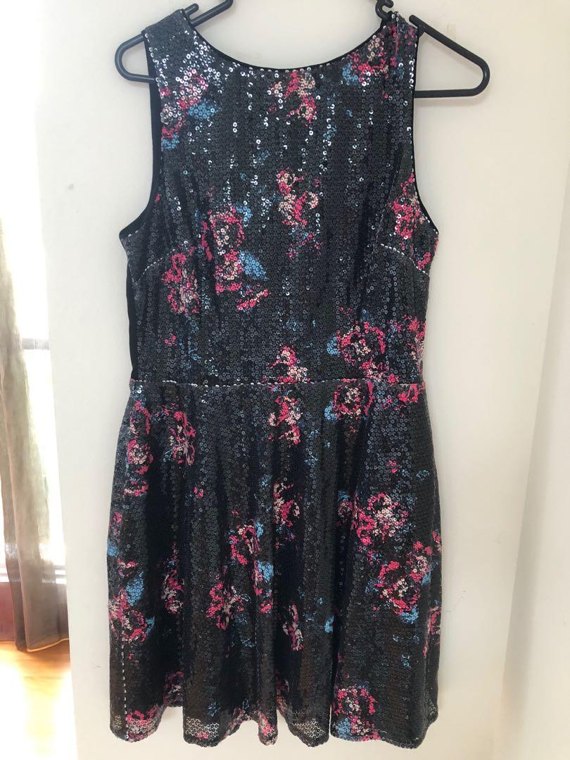 Sequin floral dress clearance