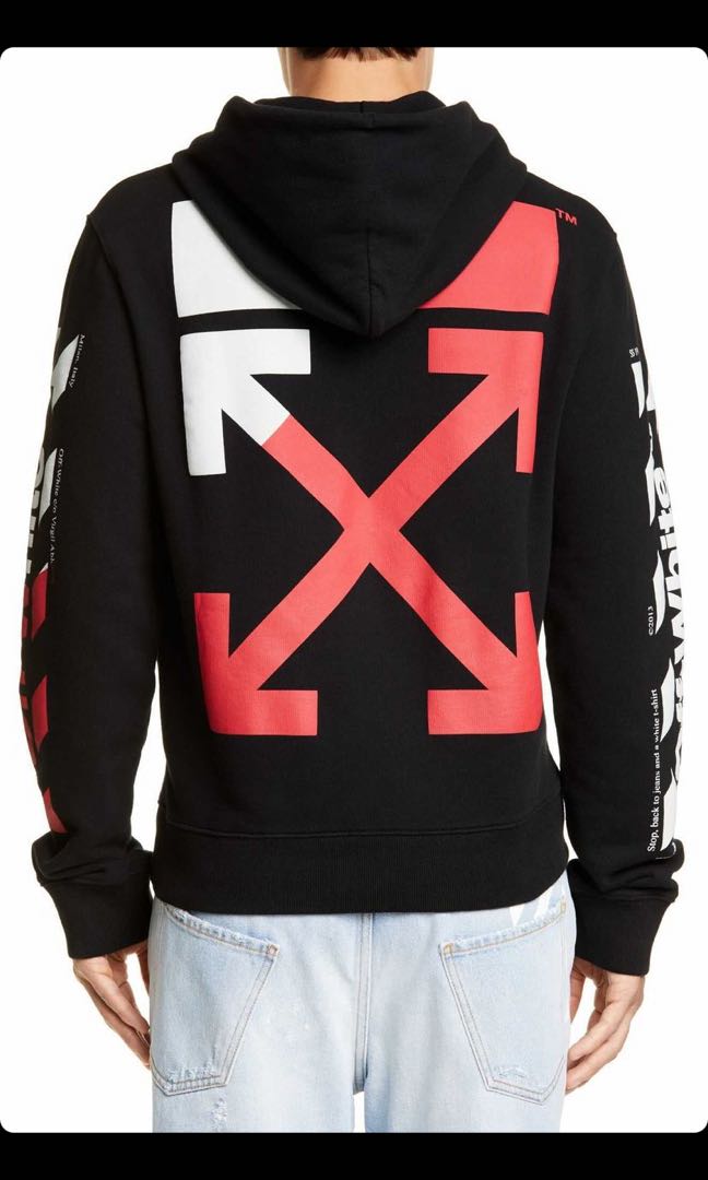 Black and red off white outlet hoodie