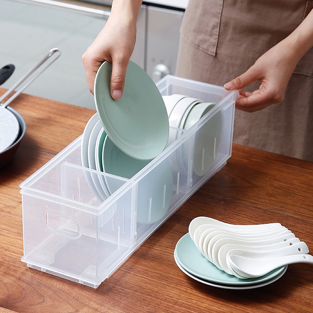 Plastic Kitchen Storage Box Organizer With Wheels and Divider, Case Box ...