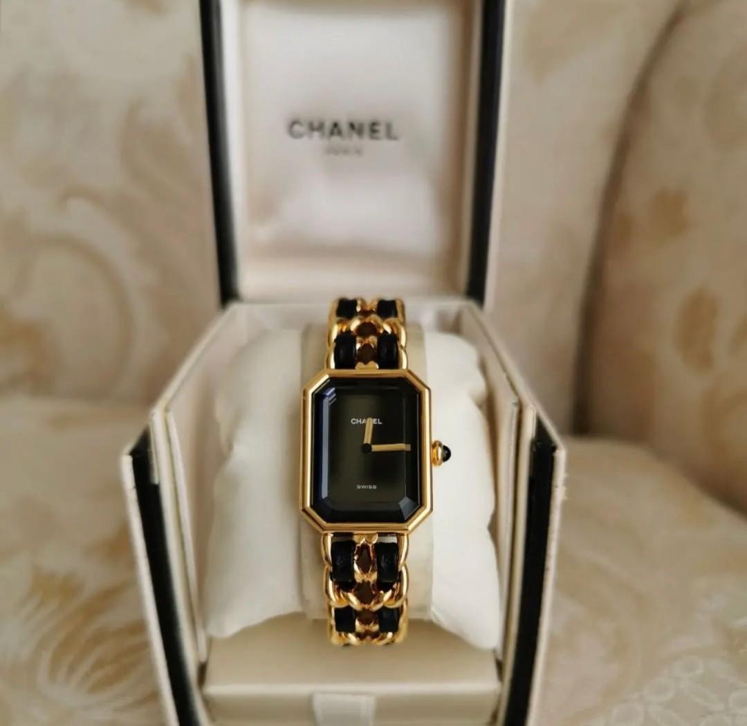 Chanel Premiere Vintage Watch SzM 18k Gold Plated with Leather TKCL4   Luxuy Vintage