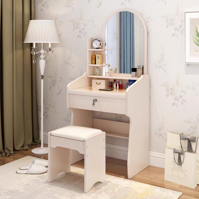 Small dressing table with mirror and stool deals