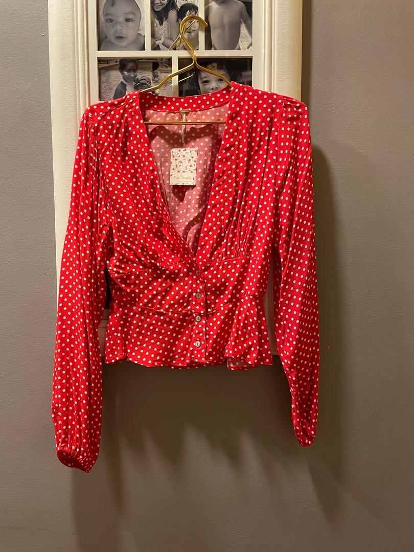 Free people polka dot top hot sale