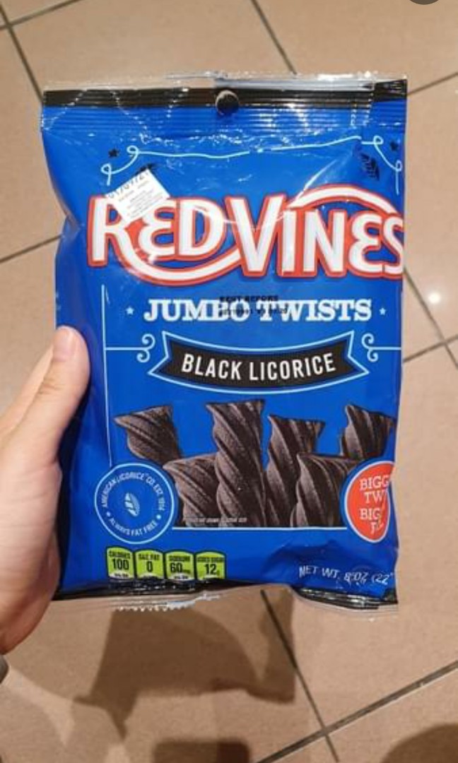 Red Vines Jumbo Twist Black Licorice Candy, Food & Drinks, Fresh
