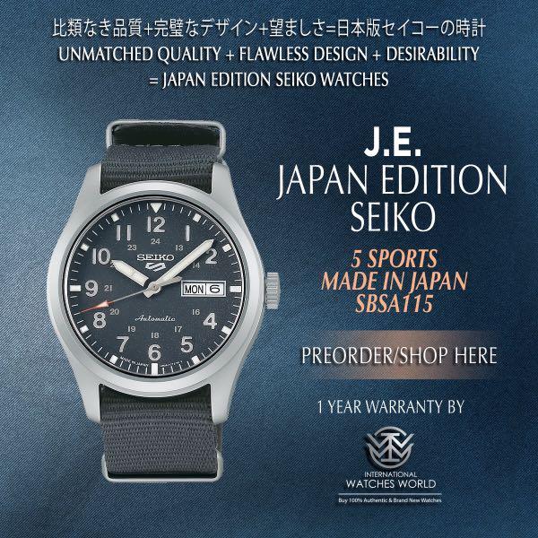 SEIKO JAPAN EDITION 5 SPORTS AUTOMATIC MILITARY STYLE GREY NYLON BAND  SBSA115 MADE IN JAPAN, Mobile Phones & Gadgets, Wearables & Smart Watches  on Carousell
