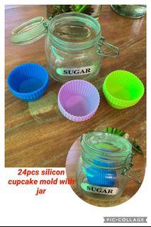 set of 24pcs silicon cupcake mold with air tight jar