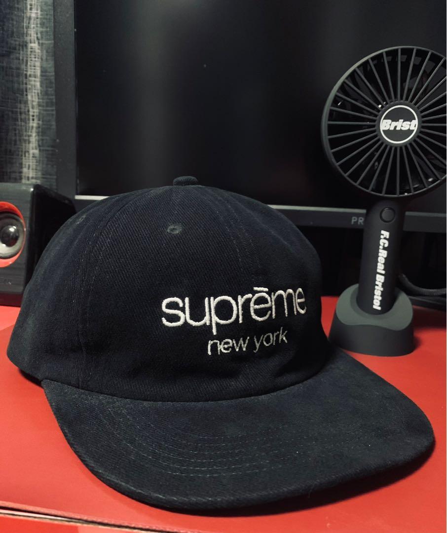 Supreme Classic Logo 6 Panel Hat in Black