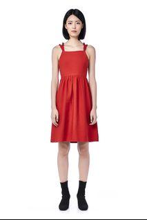 Tem Editors market Ariza Ruffle Strap Cross-Back Dress Scarlet
