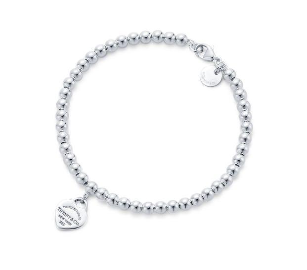 Pink heart cheap tag bead bracelet