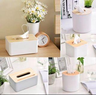 tissue box with wood cover lids