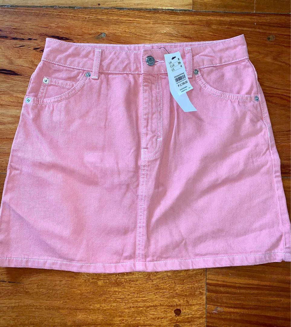Topshop pink 2025 denim skirt