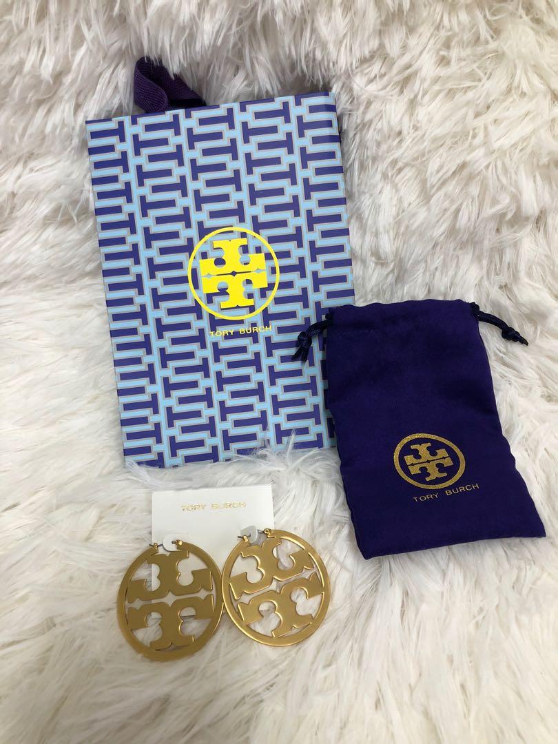 Tory Burch earrings Tory Burch Miller logo large hoop Women s