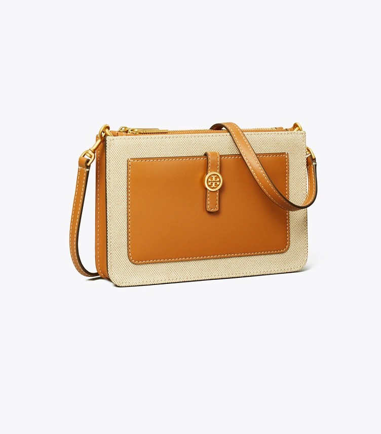 Tory Burch Walker Canvas DoubleZip Crossbody Bag, Women's Fashion