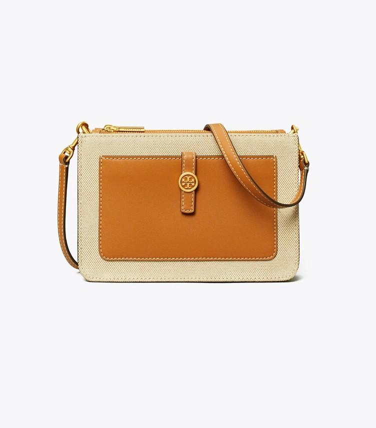 Tory Burch Walker Canvas DoubleZip Crossbody Bag, Women's Fashion