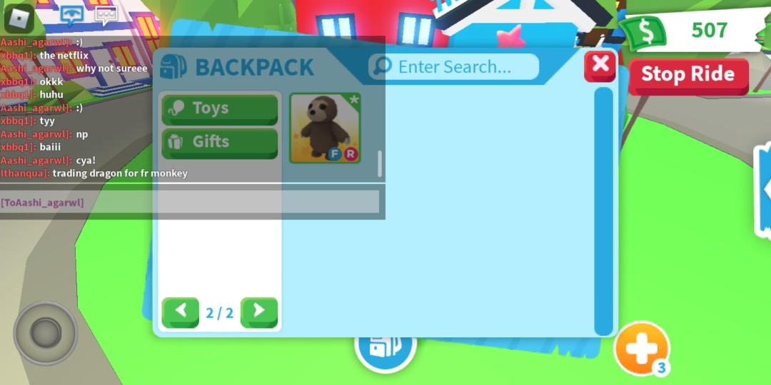 Trading fr sloth (adopt me), Hobbies & Toys, Toys & Games on Carousell