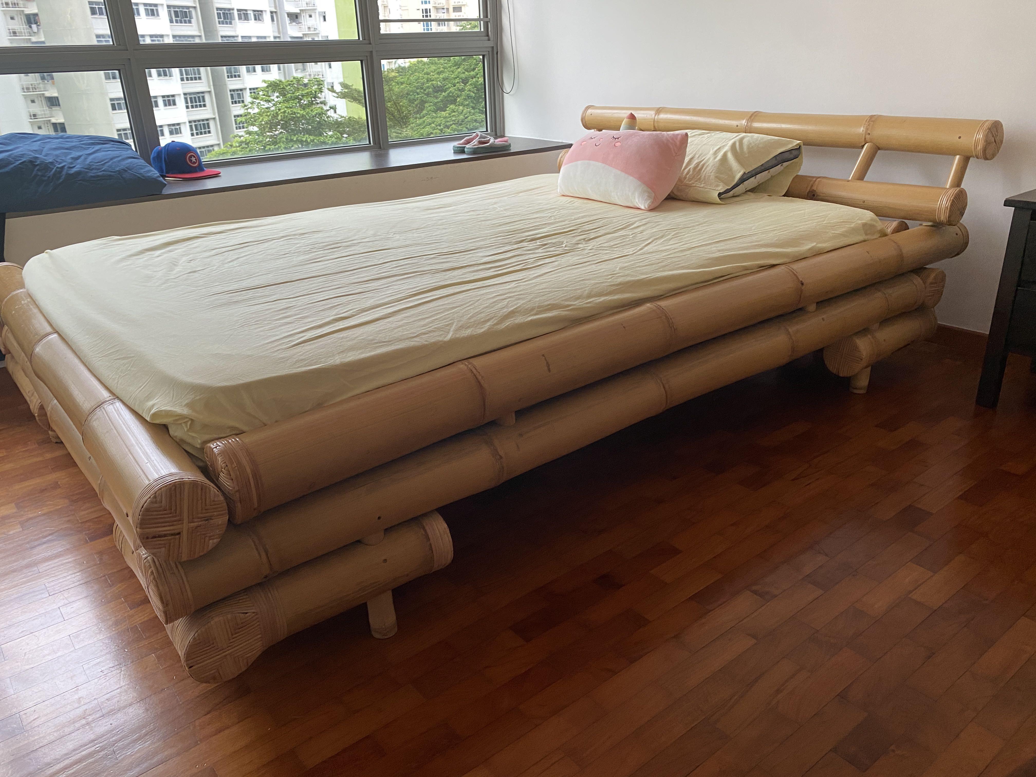Vintage Bamboo Bed, Furniture & Home Living, Furniture, Bed Frames & Mattresses on Carousell