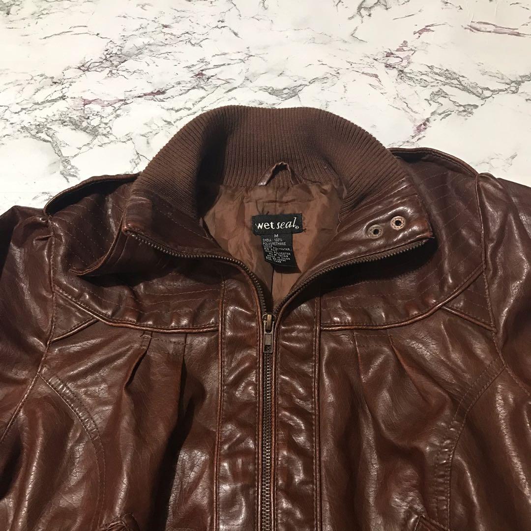 Wet seal leather jacket top