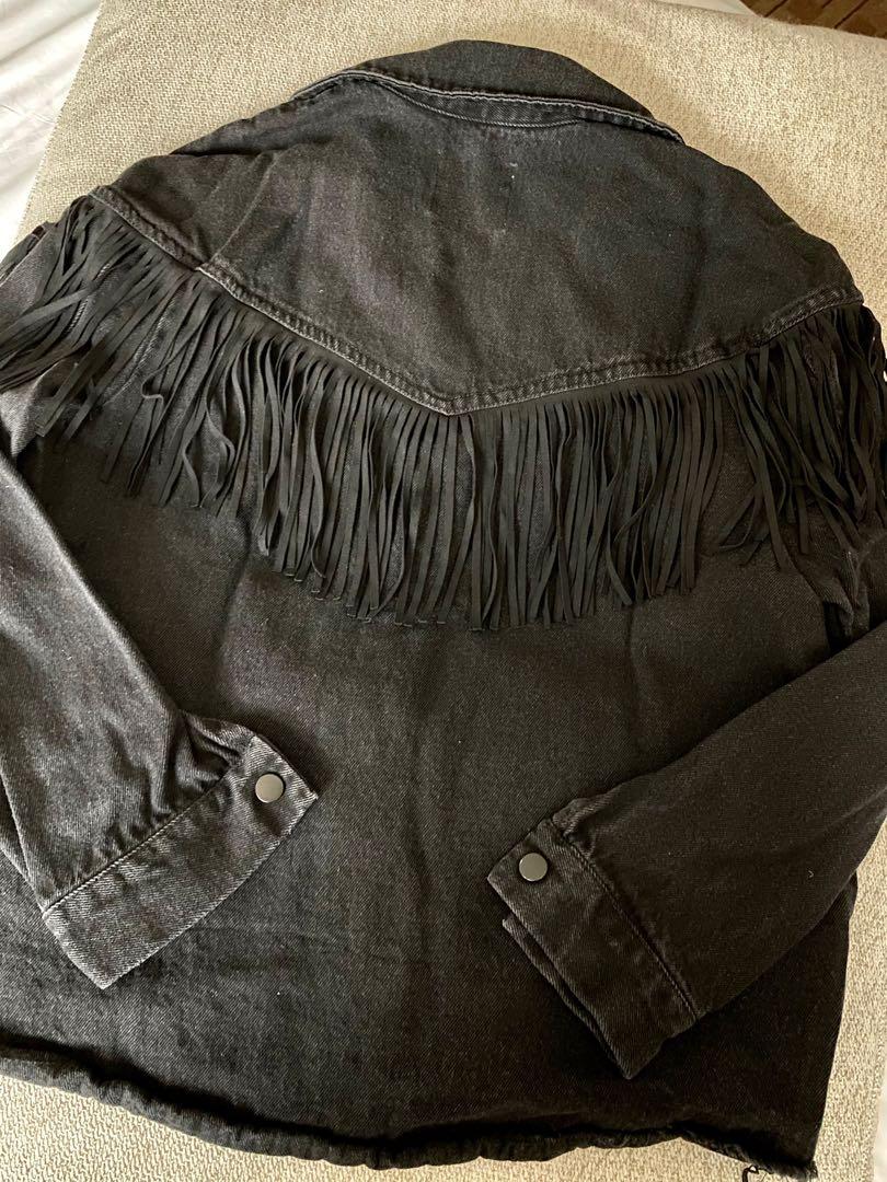 Fringed denim jacket best sale zara