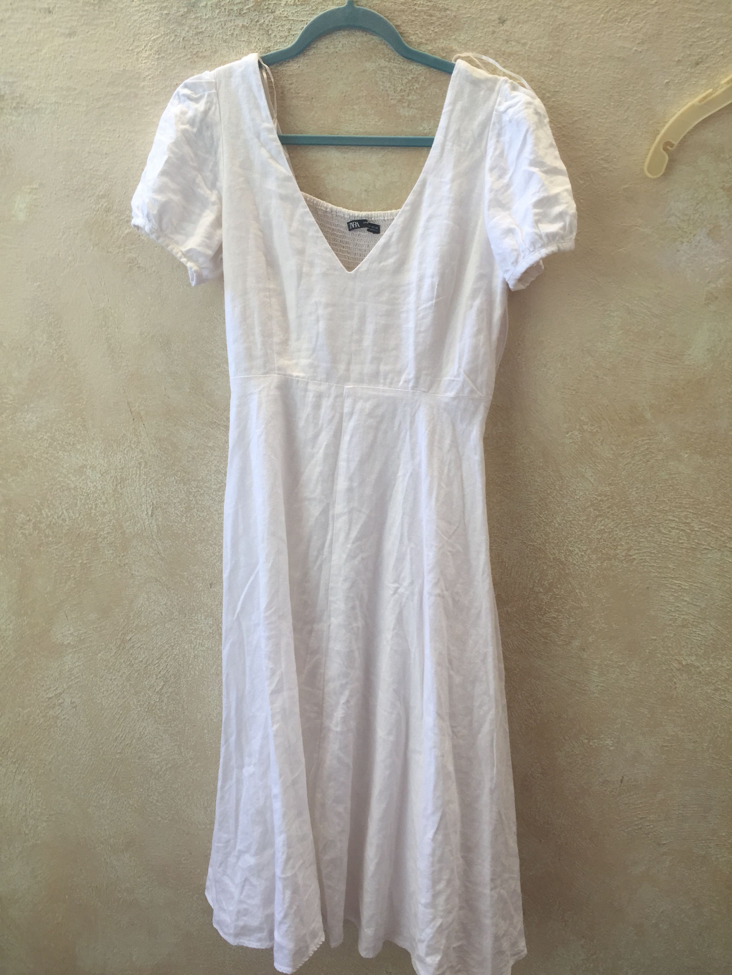 linen white dress zara