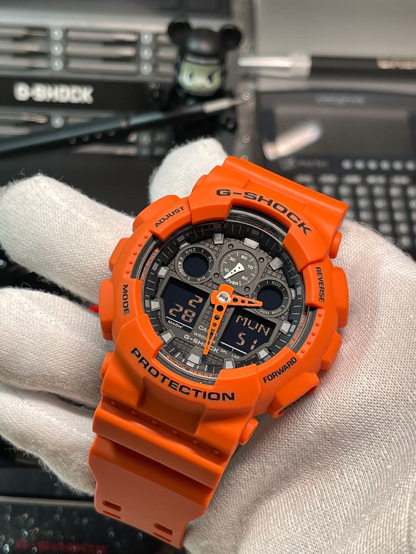 Casio G Shock Special Color Model Analog Digital Ga 100l 4a Men S Watch Ga100 Ga100 Orange Gshock G Shock G Shock Casio Casio Mobile Phones Gadgets Wearables Smart