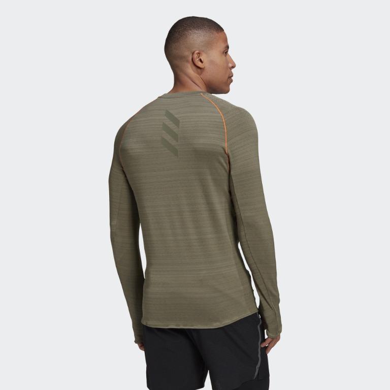 ADIDAS 男專業運動跑步長袖上衣綠GH4557 黑GC6733, 男裝, 運動服裝