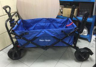   BEAU JARDIN Garden Trolley Folding Wagon Push Cart Pet Carrier With Brake Collapsible Utility 80KG Max load Sturdy Portable Rolling Lightweight Beach Outdoor Garden Picnic Heavy Duty Shopping Cart Wagons Blue