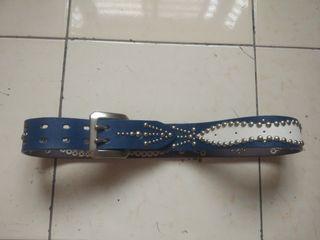 Blue leather Studded Belt