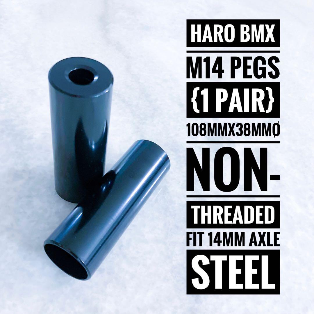 BMX Pegs Options M14 M10 Non Threaded 108mm x 38mm Bicycle