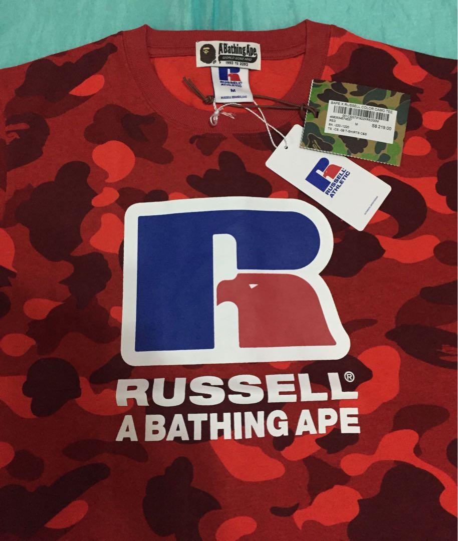 BNWT] Bape x Russell Color Camo Tee, Men's Fashion, Tops & Sets