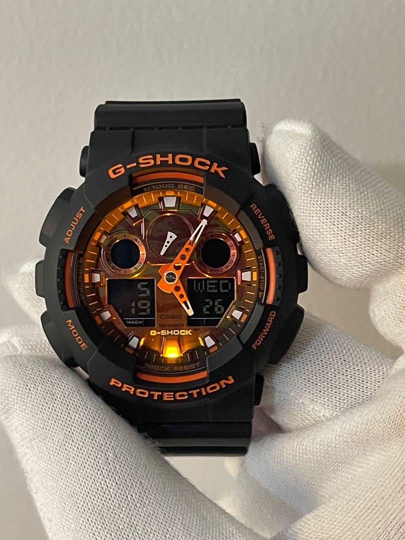 CASIO G SHOCK GA 100BR 1ADR SPECIAL COLOUR SERIES IN ORANGE
