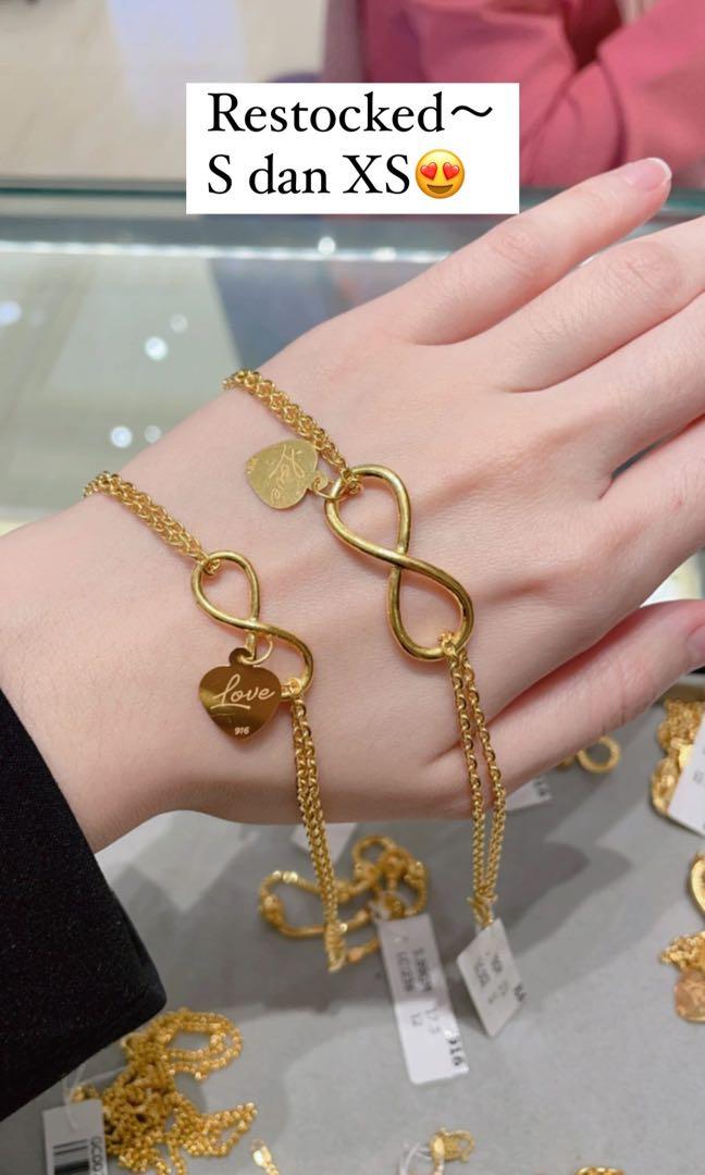 Gold 916 Infinity Bracelets Women S Fashion Jewellery On Carousell