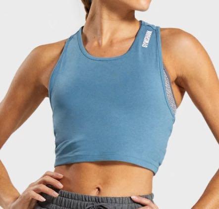 Gymshark Training Cropped Vest Crop Top Blue Women s Fashion