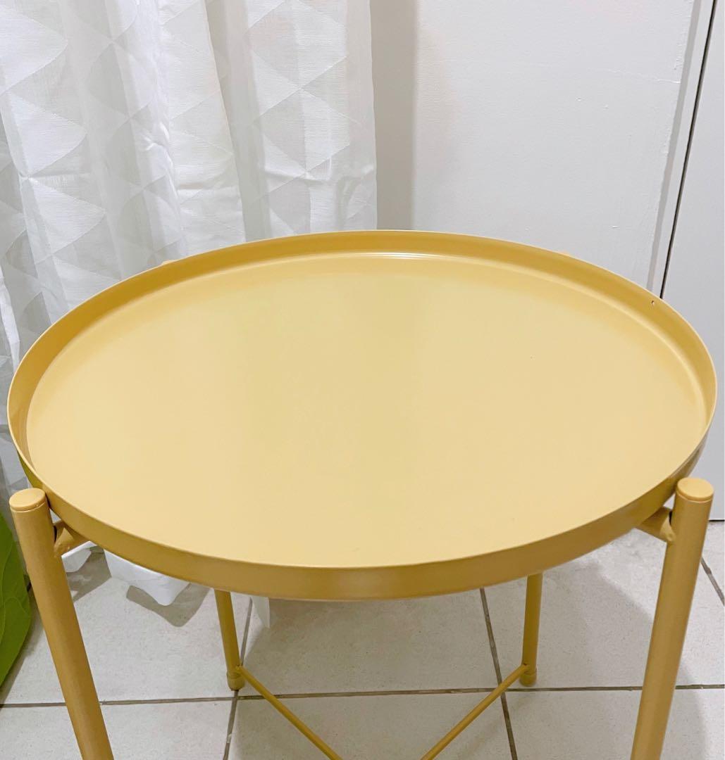 Ikea Gladom Side Coffee Table Tray Metal Yellow Furniture Home Living Furniture Tables Sets On Carousell